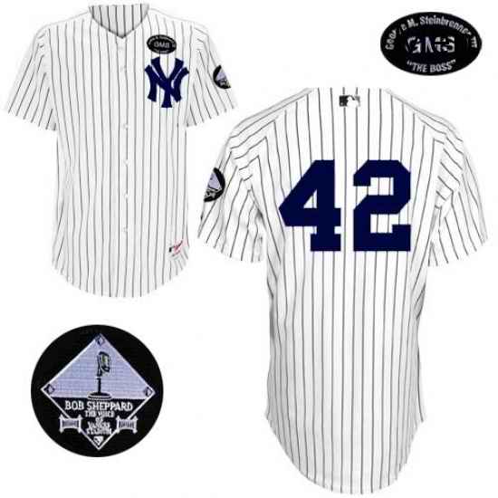 Mens Majestic New York Yankees 42 Mariano Rivera Replica White GMS The Boss MLB Jersey